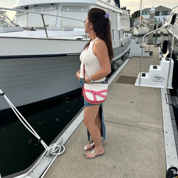 Loewe dual gate crossbody bag in pink and white - Picture 12 of 16